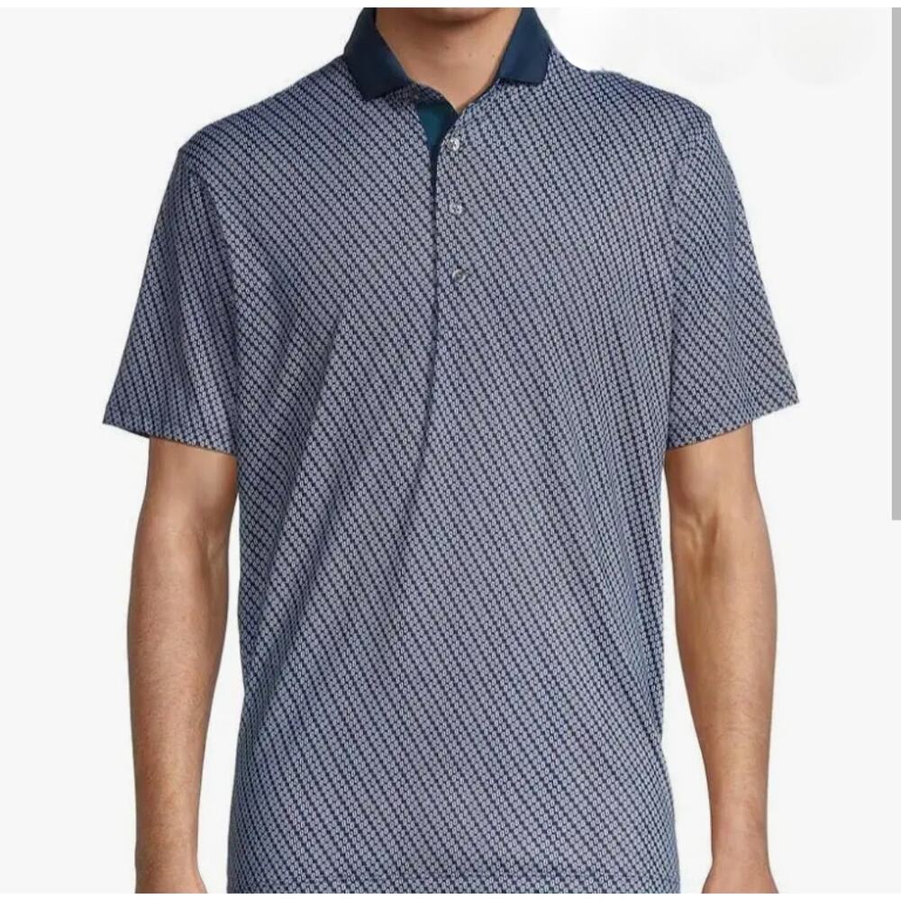 NWT Greyson Wolf Tails Golf Polo Shirt in Maltese Blue sz XL
